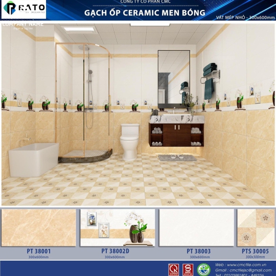 Gạch ốp tường (30x60) PT38001 men bóng 