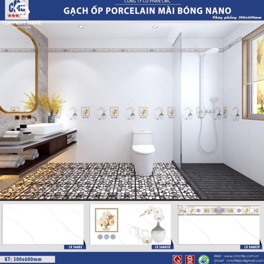 Gạch ốp tường (30x60) LC36602 đá bóng kính