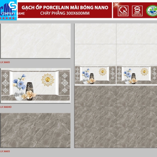 Gạch ốp tường (30x60) LX36605 đá bóng kính